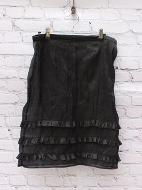J.Crew Black Tiered Ruffle Sheer Skirt Size 2